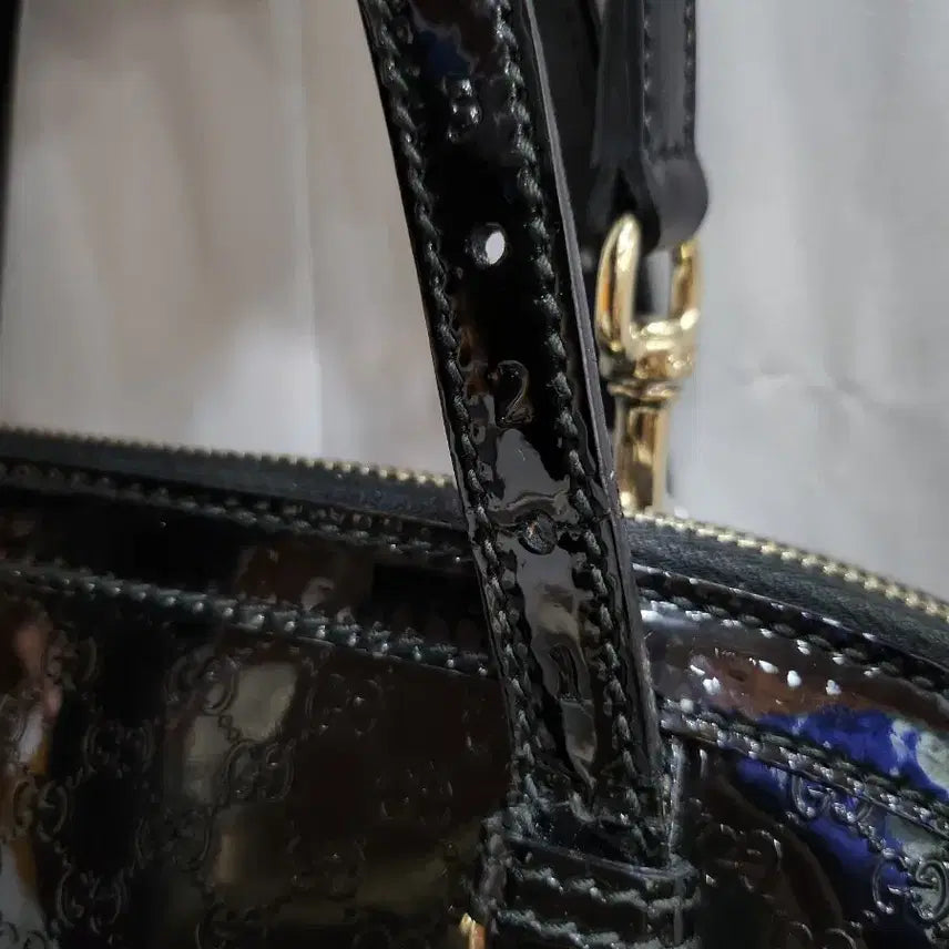[BUNJANG] Gucci GG Logo Black Enamel Tote/Shoulder Bag / (정품)구찌 GG 로고 블랙 에나멜 토트백/숄더백