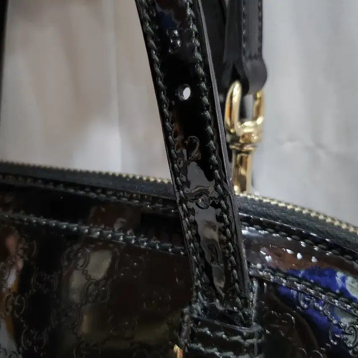 [BUNJANG] Gucci GG Logo Black Enamel Tote/Shoulder Bag / (정품)구찌 GG 로고 블랙 에나멜 토트백/숄더백