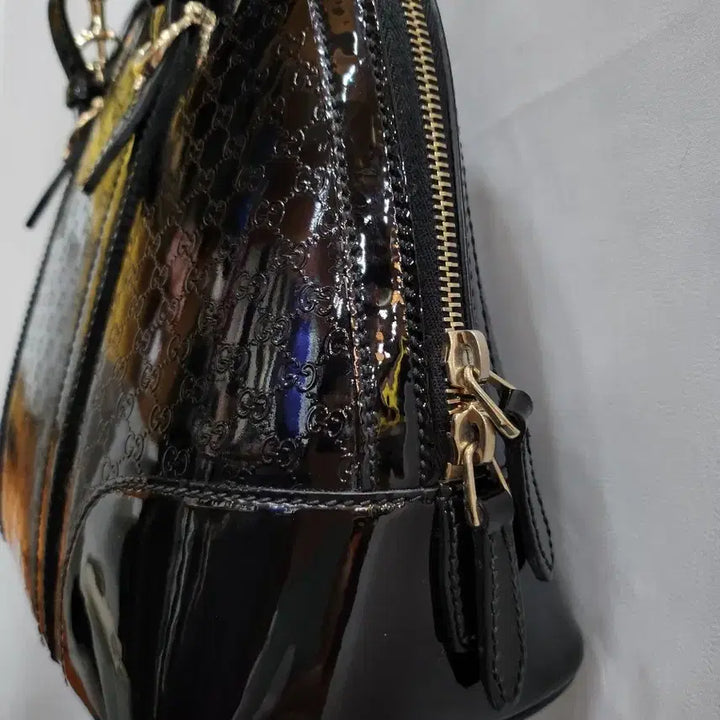 [BUNJANG] Gucci GG Logo Black Enamel Tote/Shoulder Bag / (정품)구찌 GG 로고 블랙 에나멜 토트백/숄더백
