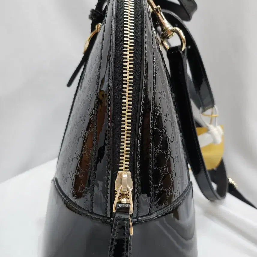 [BUNJANG] Gucci GG Logo Black Enamel Tote/Shoulder Bag / (정품)구찌 GG 로고 블랙 에나멜 토트백/숄더백