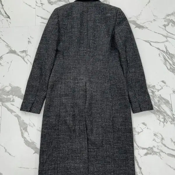 [BUNJANG] Allsaints Leather Collar Check Coat / 올세인츠 레더 카라 체크 코트