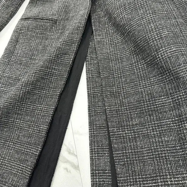 [BUNJANG] Allsaints Leather Collar Check Coat / 올세인츠 레더 카라 체크 코트