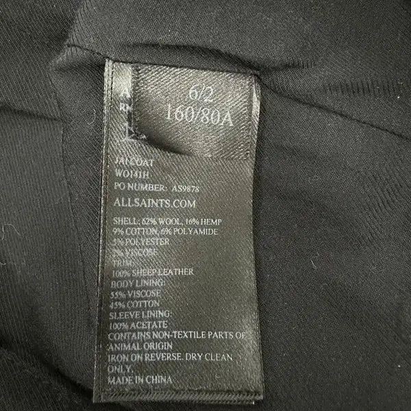 [BUNJANG] Allsaints Leather Collar Check Coat / 올세인츠 레더 카라 체크 코트