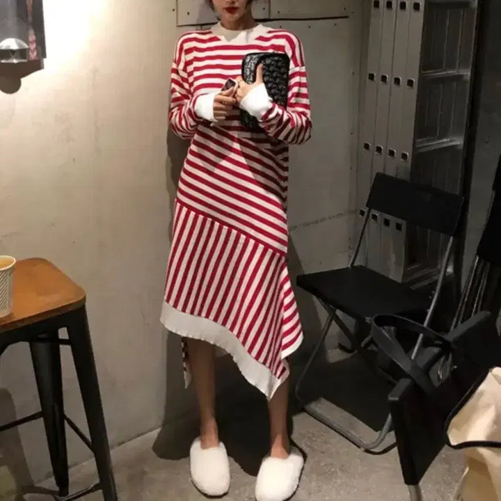 [BUNJANG] Striped Dress (Red) / (새제품)단가라 원피스(레드)