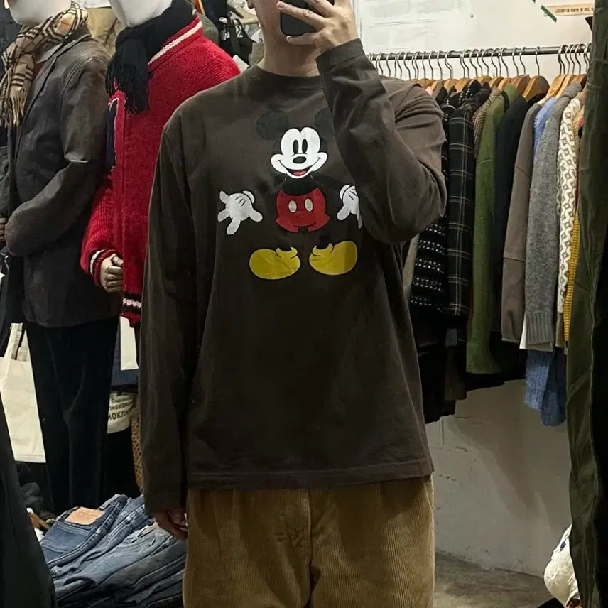 [BUNJANG] Disney Mickey Mouse Long Sleeve Shirt (Men's 103) / (착용컷) 디즈니 미키 마우스 롱 슬리브 (남성용 103)