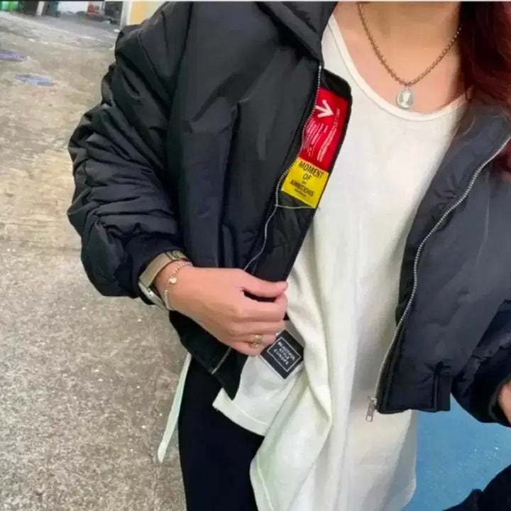 [BUNJANG] F Cropped Bomber Jacket / [F]크롭 후드 항공점퍼