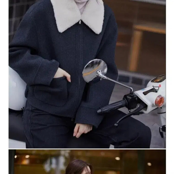 [BUNJANG] On&On Wool Collar Detachable Jumper Jacket / (거의새것)온앤온 털카라 탈부착 점퍼자켓 효민 정채연 기은세 패션