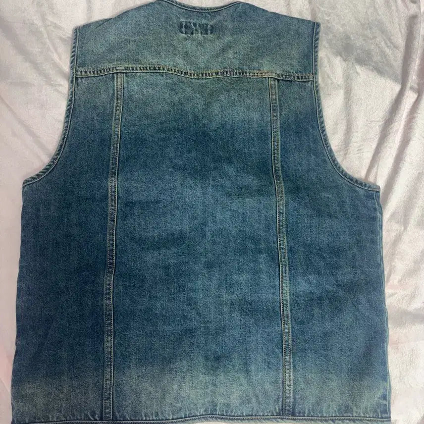 [BUNJANG] Physical Department Washed Denim Work Vest Blue / (택포) 피지컬 디파트먼트 워싱 데님 워크 베스트 블루