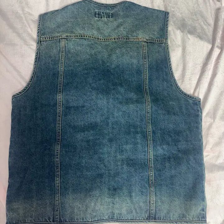 [BUNJANG] Physical Department Washed Denim Work Vest Blue / (택포) 피지컬 디파트먼트 워싱 데님 워크 베스트 블루