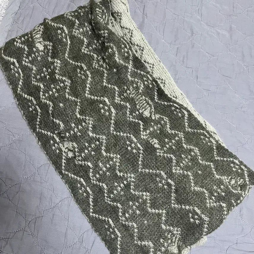 [BUNJANG] Polytelu Ethnic Pattern Olive Muffler / 폴리테루 에스닉 패턴 머플러 올리브