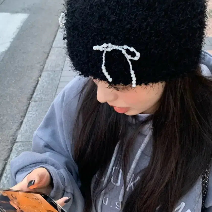 [BUNJANG] Bae Yoon Handmade Pearl Beanie / 베이윤 핸드메이드 진주 비니