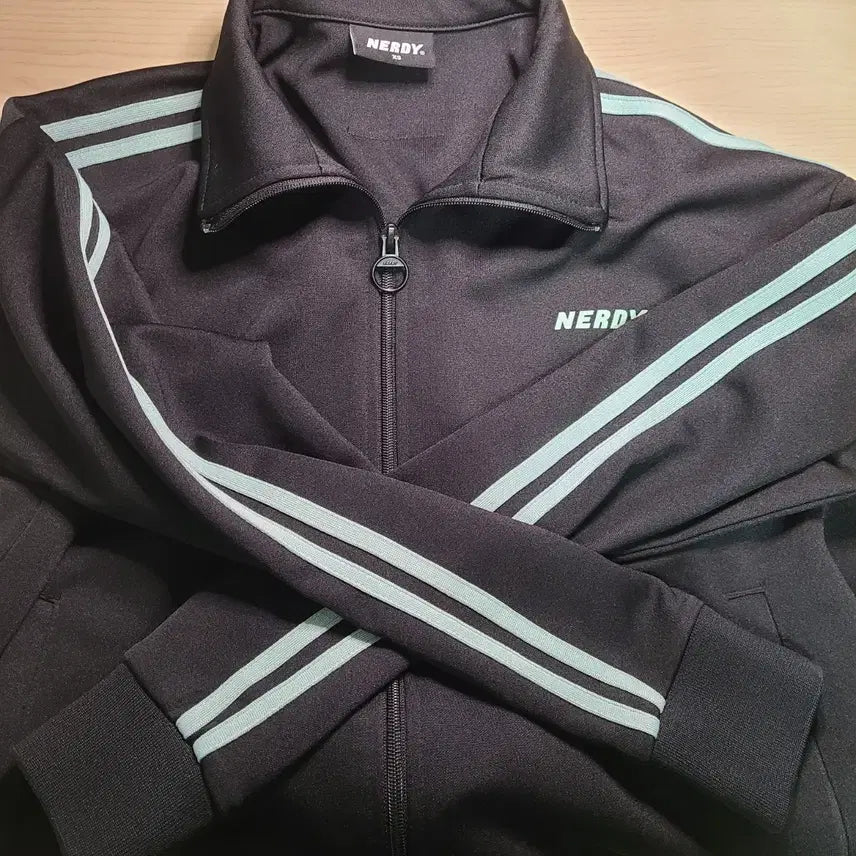 [BUNJANG] NERDY Line Track Top Jacket Set Black Mint / 널디 라인 트랙 탑 집업 상의 겉옷 트레이닝복 세트 검정 민트