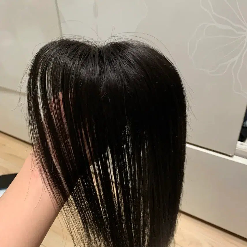 [BUNJANG] Black Human Hair-like Top Hairpiece / 정수리 부분 가발