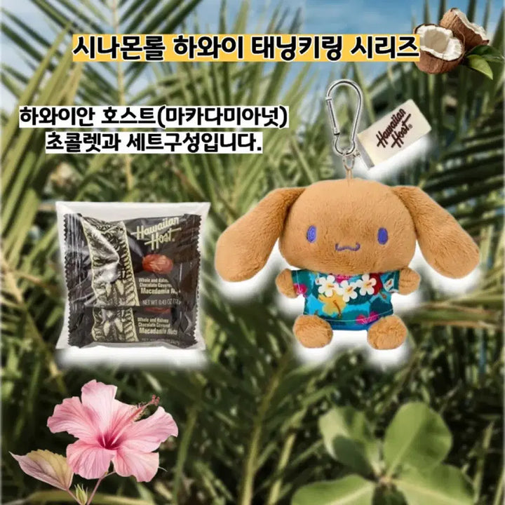[BUNJANG] Sanrio Hawaii Tanning Character Keyring + Chocolate Set / 일본정품)산리오 하와이 태닝 키링 + 초콜릿 세트(바로배송)