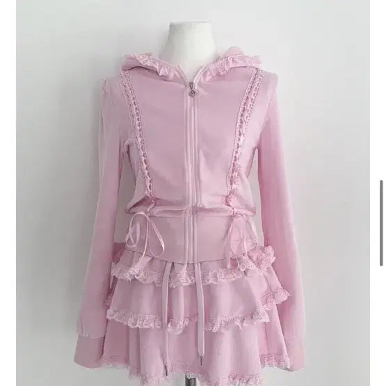 [BUNJANG] Muumucoi Pink Velvet Set / 뮤뮤코이 벨루아 셋업