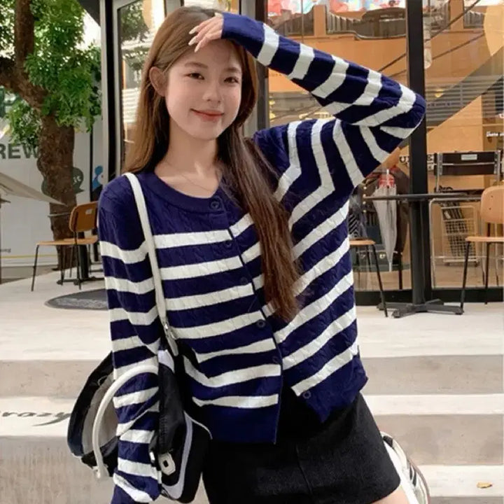 [BUNJANG] Striped Cardigan / 줄무늬 스트라이프 가디건