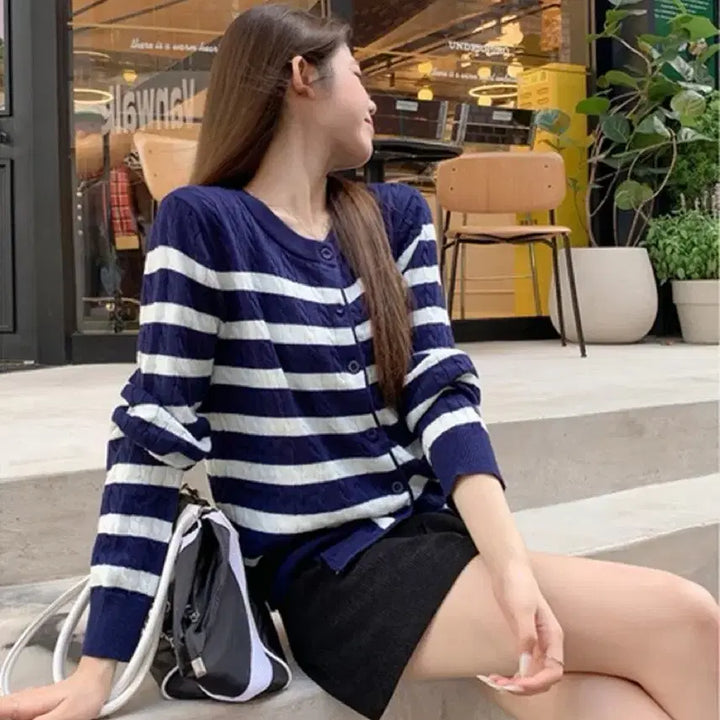 [BUNJANG] Striped Cardigan / 줄무늬 스트라이프 가디건