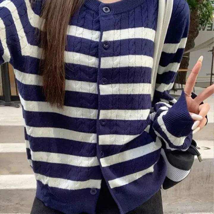 [BUNJANG] Striped Cardigan / 줄무늬 스트라이프 가디건