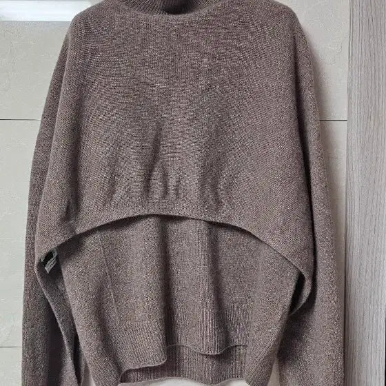 [BUNJANG] TIME Layered Cashmere Turtleneck Knit Brown / TIME 타임 레이어드 캐시미어 터틀넥 니트 브라운