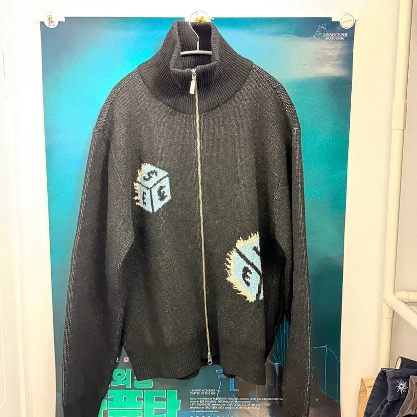 [BUNJANG] YESEYESEE Dice Full Zip-up Knit Cardigan / 예스아이씨 / Y.E.S Dice Full Zip-up Knit Card