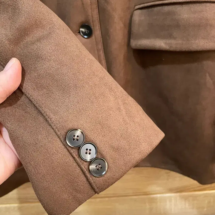 [BUNJANG] Raduna Bicycni Brown Suede Jacket / 스웨이드 브라운 자켓라두나 바이씨니 하나언니 강자매리본타이황언니드오브