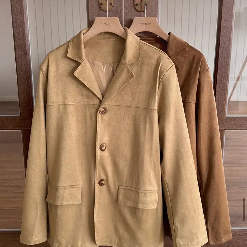 [BUNJANG] Raduna Bicycni Brown Suede Jacket / 스웨이드 브라운 자켓라두나 바이씨니 하나언니 강자매리본타이황언니드오브