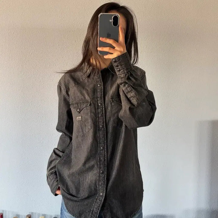 [BUNJANG] Polo Denim &amp; Supply Black Denim Western Shirt / [S]폴로 데님앤서플라이 흑청 웨스턴 데님 셔츠