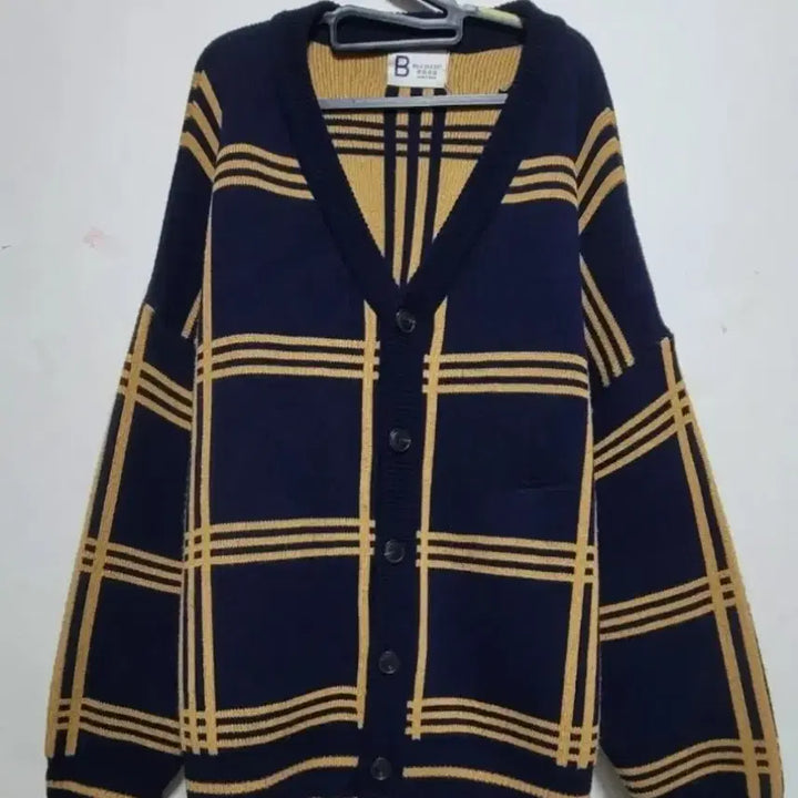 [BUNJANG] Blue Brick Check Pattern Cardigan Navy / 블루브릭 체크 패턴 가디건 네이비