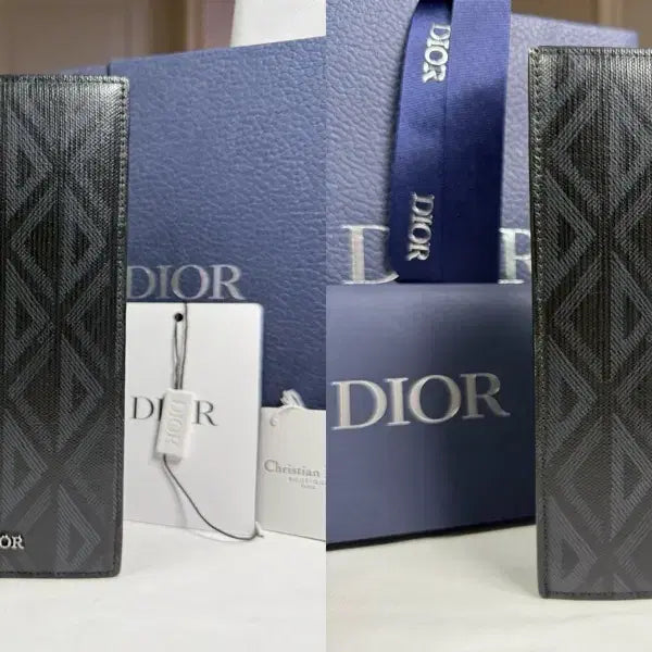 [BUNJANG] Dior CD Diamond Vertical Long Wallet / [22SS,풀구성/단종]디올 CD 다이아몬드 캔버스 버티컬 장지갑 블랙