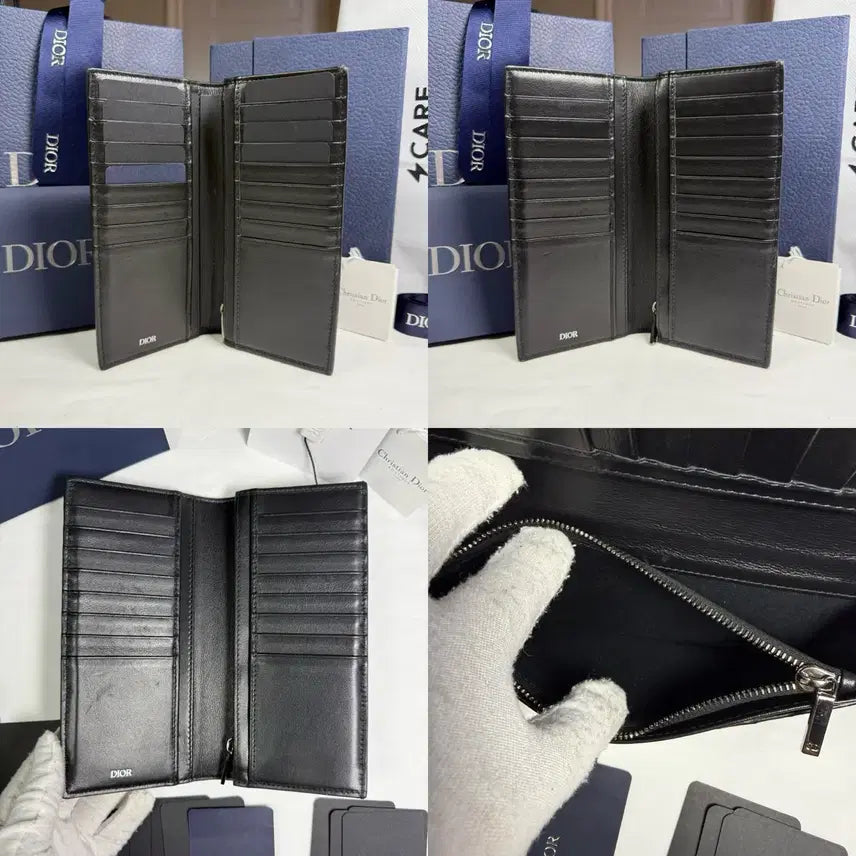 [BUNJANG] Dior CD Diamond Vertical Long Wallet / [22SS,풀구성/단종]디올 CD 다이아몬드 캔버스 버티컬 장지갑 블랙