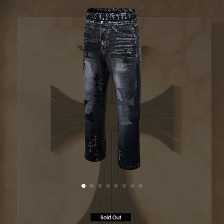 [BUNJANG] Lapinato Denim Training Pants (Size 48) / 라피나토 3D프린팅 데님진 트레이닝 팬츠 48사이즈 새상품 팝니다