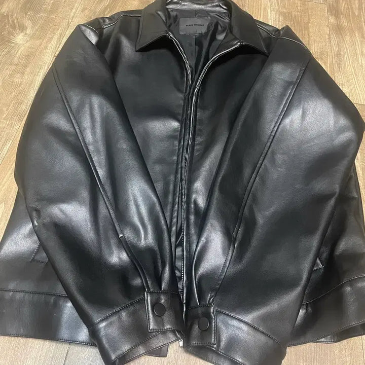 [BUNJANG] Black Moment Faux Leather Oversized Single Rider Jacket / 블랙모먼트 페이크 레더 오버핏 싱글 라이더 자켓