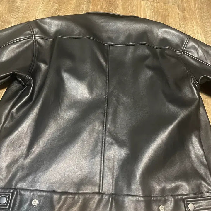 [BUNJANG] Black Moment Faux Leather Oversized Single Rider Jacket / 블랙모먼트 페이크 레더 오버핏 싱글 라이더 자켓