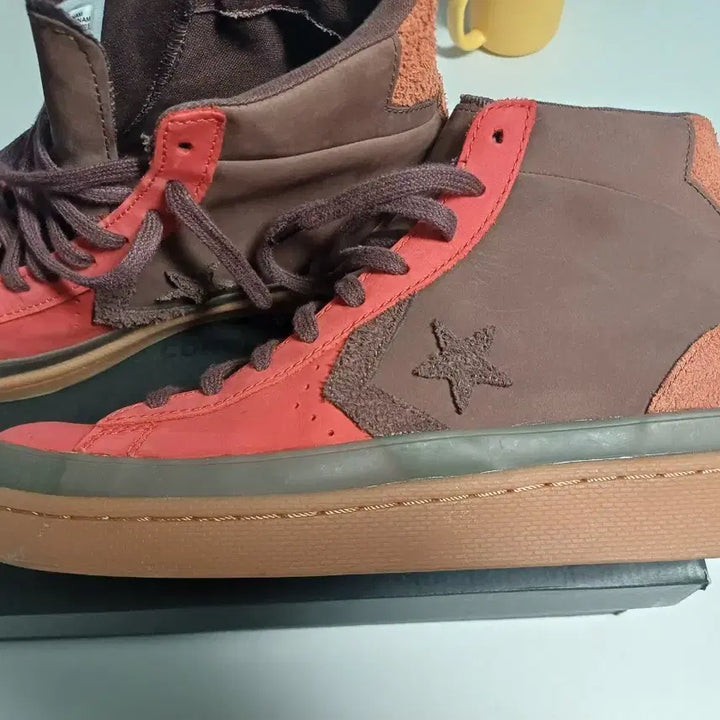 [BUNJANG] Converse Pro Leather Mid Red/Brown Sneakers / 컨버스 프로 레더 미드 레드/브라운