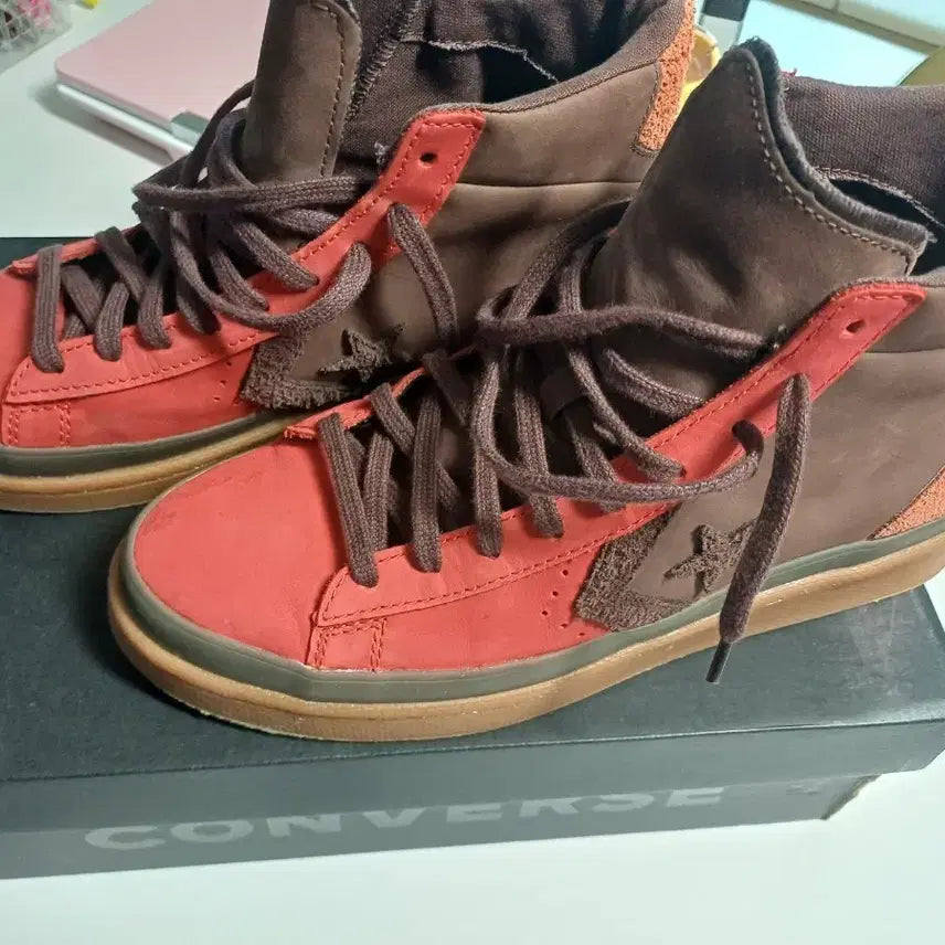 [BUNJANG] Converse Pro Leather Mid Red/Brown Sneakers / 컨버스 프로 레더 미드 레드/브라운