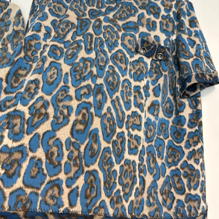 [BUNJANG] Blue Leopard Jacket/Blouse Set / 브랜드 블루 레오파드 자켓/블라우스 세트 778899사이즈 정도