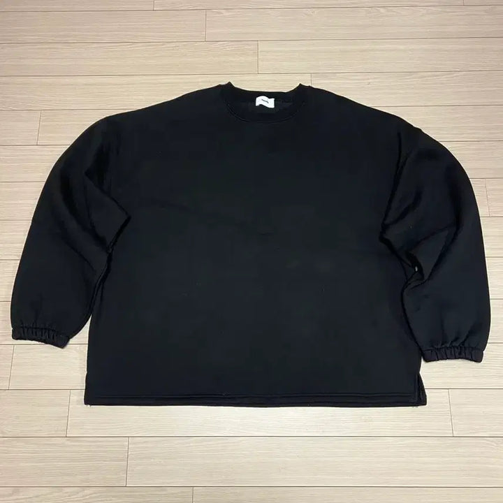 [BUNJANG] Basic Black Fleece Lined Oversized Long Sleeve Sweatshirt / 블랙 기모 맨투맨 / 베이직 롱슬리브 / 오버핏