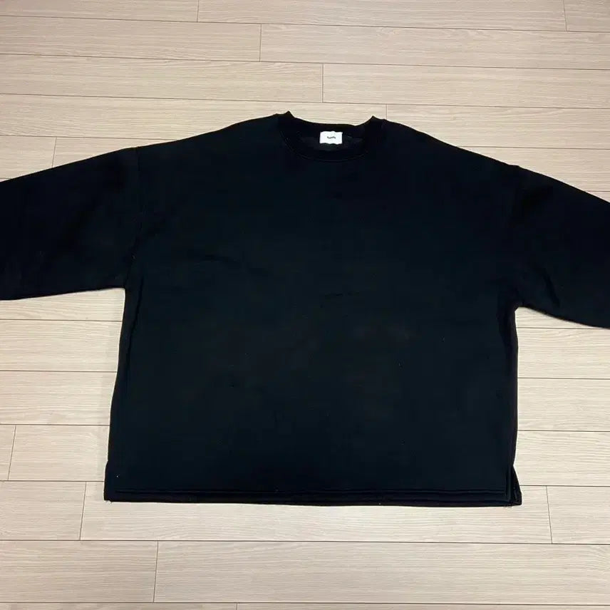 [BUNJANG] Basic Black Fleece Lined Oversized Long Sleeve Sweatshirt / 블랙 기모 맨투맨 / 베이직 롱슬리브 / 오버핏