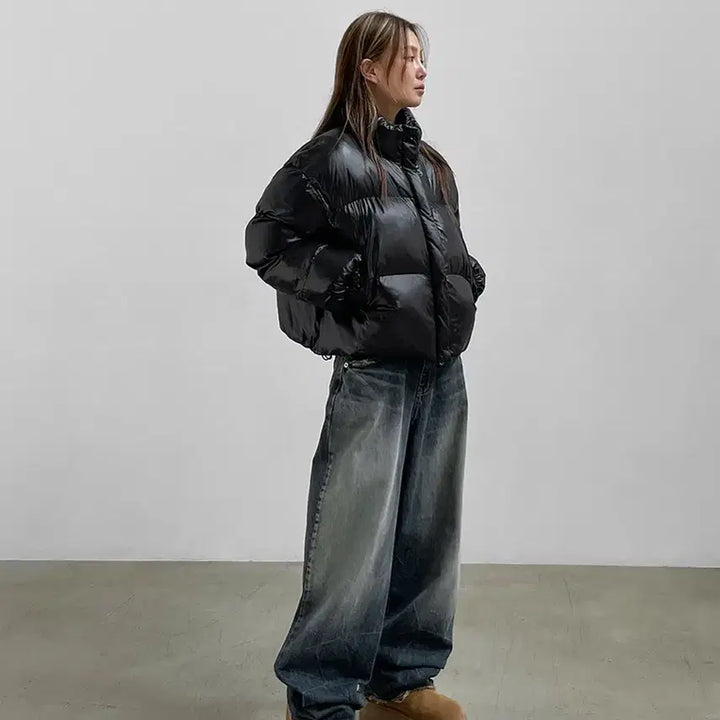 [BUNJANG] BLACKUP Cropped Padded Jacket / BLACKUP 블랙업 숏패딩 네프 샤이닝 크롭패딩 블랙