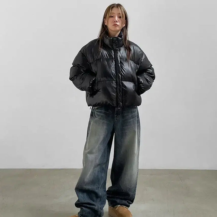 [BUNJANG] BLACKUP Cropped Padded Jacket / BLACKUP 블랙업 숏패딩 네프 샤이닝 크롭패딩 블랙