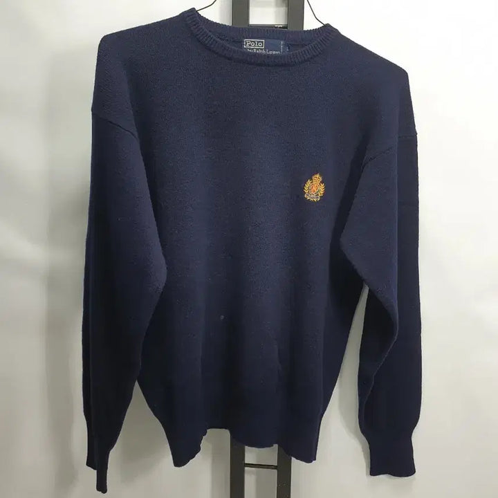 [BUNJANG] Polo Ralph Lauren Lambswool Sweater Navy L / 폴로 랄프로렌 니트 월계수 왕관로고 램스울 스웨터 네이비 L