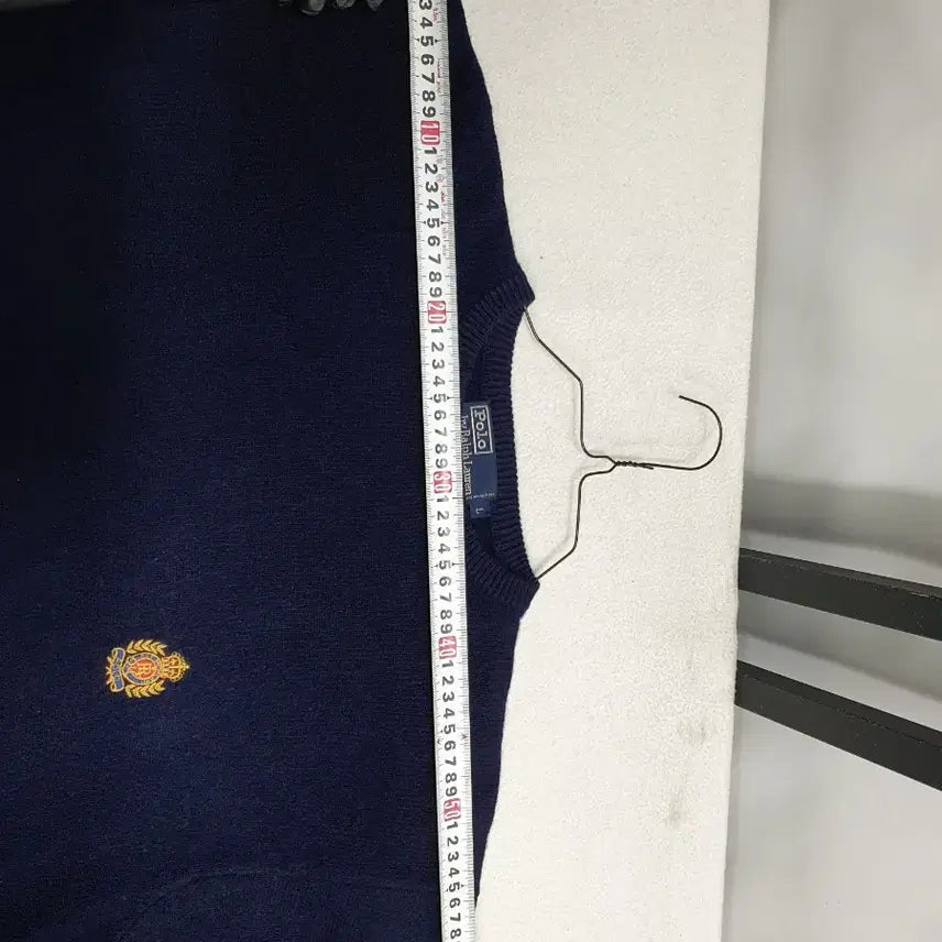 [BUNJANG] Polo Ralph Lauren Lambswool Sweater Navy L / 폴로 랄프로렌 니트 월계수 왕관로고 램스울 스웨터 네이비 L
