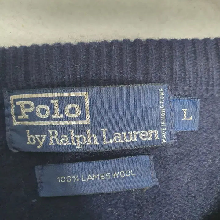 [BUNJANG] Polo Ralph Lauren Lambswool Sweater Navy L / 폴로 랄프로렌 니트 월계수 왕관로고 램스울 스웨터 네이비 L