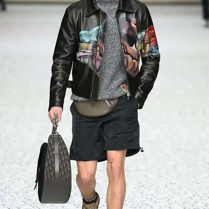 [BUNJANG] Dior Kim Jones Hand-Painted Leather Jacket / [56] 22FW 디올 킴존스 핸드페인팅 레더 자켓 1400만원