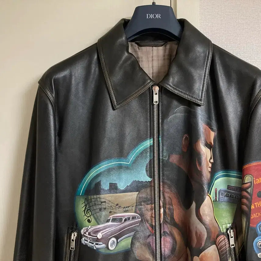 [BUNJANG] Dior Kim Jones Hand-Painted Leather Jacket / [56] 22FW 디올 킴존스 핸드페인팅 레더 자켓 1400만원