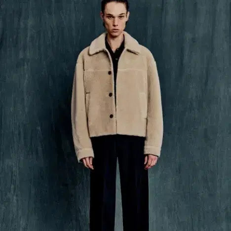 [BUNJANG] Elmood Andes Wool Shearling Alpaca Jacket Beige / 엘무드 안데스 울 시어링 알파카 자켓 베이지