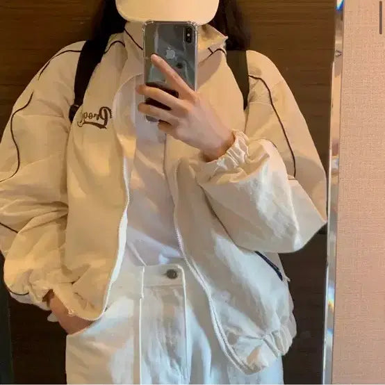 [BUNJANG] Moco Bling Progress Drawstring Windbreaker / 모코블링 삥줄 프로그래스 바람막이 점퍼