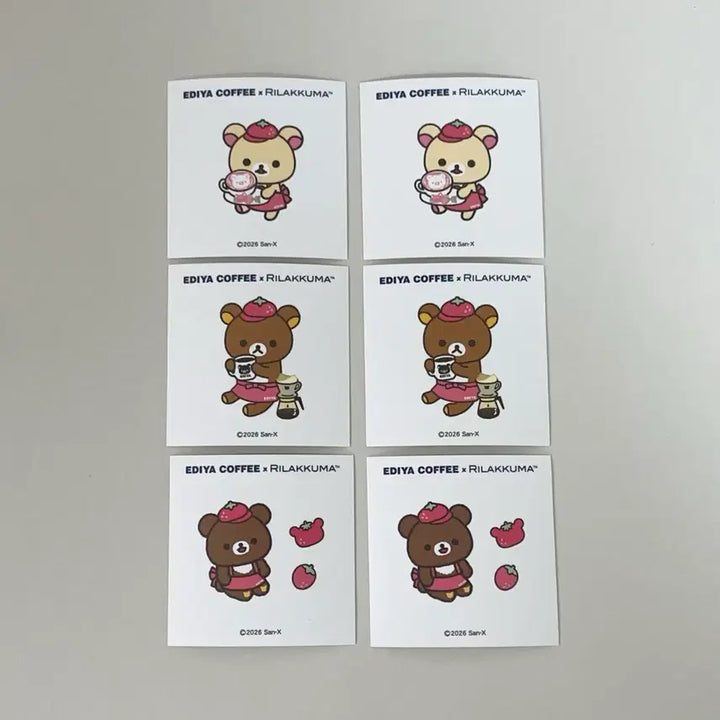 [BUNJANG] Rilakkuma Ediya Sticker Set / 이디야 리락쿠마 스티커 6종 (코리락쿠마, 리락쿠마, 코구마)