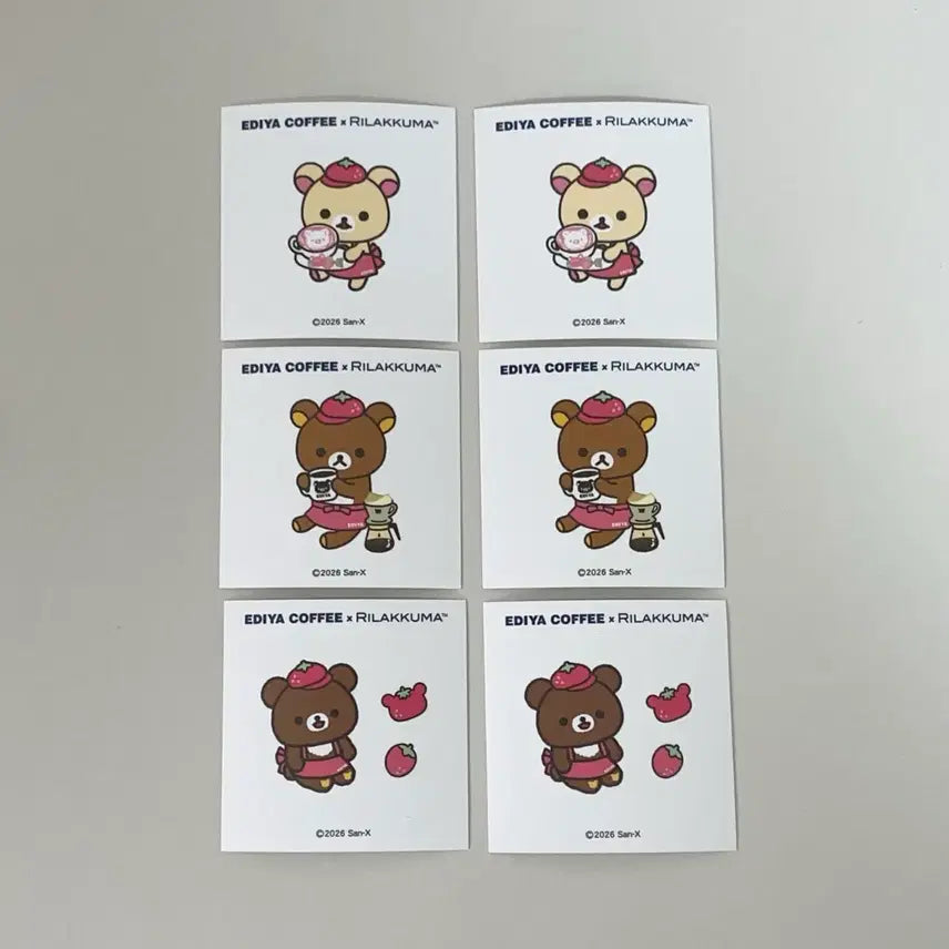 [BUNJANG] Rilakkuma Ediya Sticker Set / 이디야 리락쿠마 스티커 6종 (코리락쿠마, 리락쿠마, 코구마)