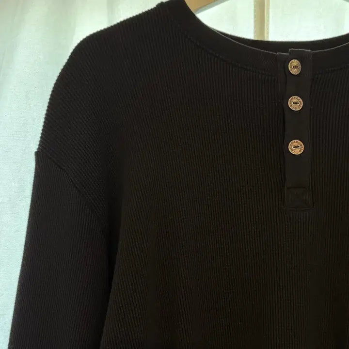 [BUNJANG] Chrome Hearts Cemetery Embroidered Waffle Henley / 크롬하츠 세메터리 자수 와플 헨리넥